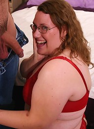 Geeky fatty pierced deep in the twat with cock